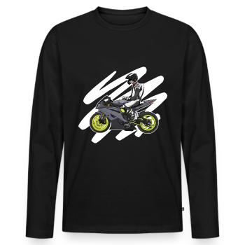 Motorcycle Lifestyle / Motorcycle / Motorcycle biker - Men's Premium Organic Long Sleeve Shirt - black - Front - Nico (187cm)
