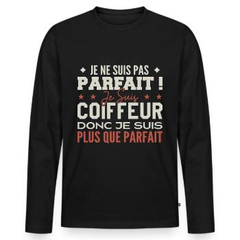 Friseur, der Traumberuf im Rampenlicht - Männer Premium Bio Langarmshirt - Schwarz - Vorne - Nico (187cm)
