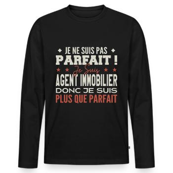 Agent immobilier le Métier de Rêve Mis à l’Honneur - T-shirt manches longues Premium bio Homme - noir - Devant - Nico (187cm)