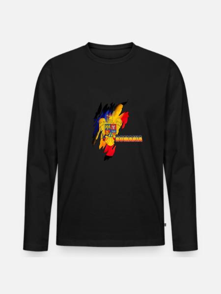 Romania - Men's Premium Organic Long Sleeve Shirt - black