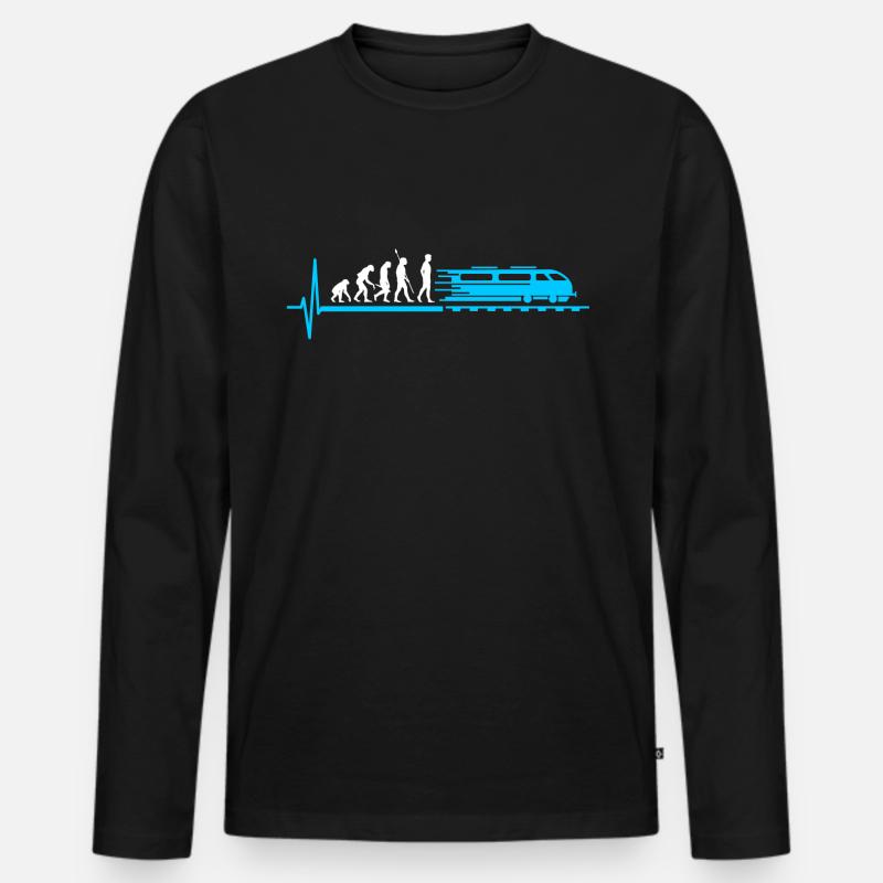 Chemin de fer évolution - T-shirt manches longues Premium bio Homme - noir