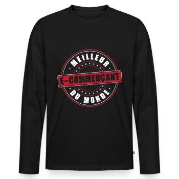Meilleur e-commerçant profession métier humour - T-shirt manches longues Premium bio Homme - noir - Devant - Nico (187cm)