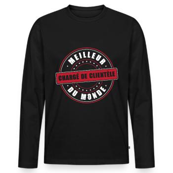 Meilleur chargé de clientèle profession vendeur - T-shirt manches longues Premium bio Homme - noir - Devant - Nico (187cm)