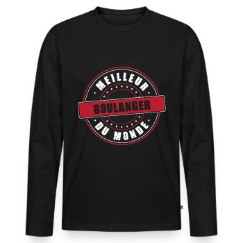 Meilleur boulanger profession métier humour pains - T-shirt manches longues Premium bio Homme - noir - Devant - Nico (187cm)