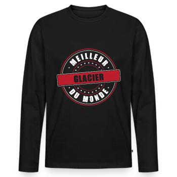Meilleur glacier profession métier humour - T-shirt manches longues Premium bio Homme - noir - Devant - Nico (187cm)