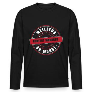 Meilleur content manager profession métier humour - T-shirt manches longues Premium bio Homme - noir - Devant - Nico (187cm)