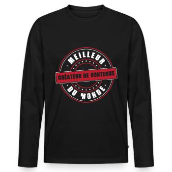 Meilleur créateur de contenus vidéo audio article - T-shirt manches longues Premium bio Homme - noir - Devant - Nico (187cm)