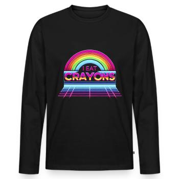 Je mange des crayons de couleur 6 - T-shirt manches longues Premium bio Homme - noir - Devant - Nico (187cm)