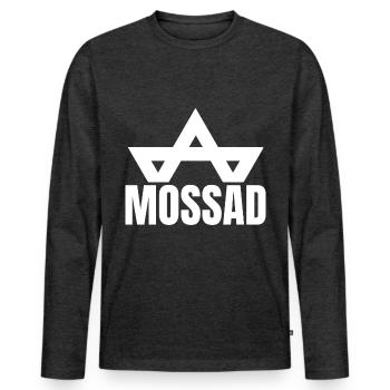 Mossad Israël Renseignement israélien Tel Aviv - T-shirt manches longues Premium bio Homme - anthracite chiné - Devant - Nico (187cm)