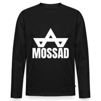 Mossad Israël Renseignement israélien Tel Aviv - T-shirt manches longues Premium bio Homme - noir - Devant - Nico (187cm)