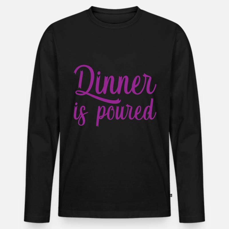 Dinner Is Poured 2 - Männer Premium Bio Langarmshirt - Schwarz
