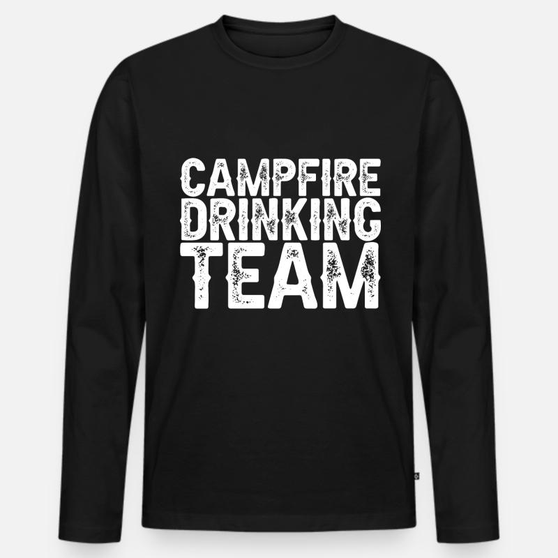 Campfire Drinking Team - Männer Premium Bio Langarmshirt - Schwarz