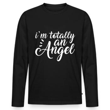 Je suis totalement un ange - T-shirt manches longues Premium bio Homme - noir - Devant - Nico (187cm)
