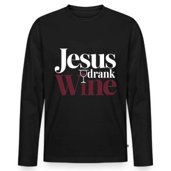 Jesus Drank Wine 6 - Männer Premium Bio Langarmshirt - Schwarz - Vorne - Nico (187cm)