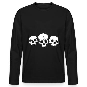 Deaths Head Skull Totenkopf Shirt - Männer Premium Bio Langarmshirt - Schwarz - Vorne - Nico (187cm)
