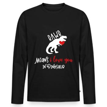 Rawr signifie que je t'aime dans un dinosaure Saint Valentin Ges - T-shirt manches longues Premium bio Homme - noir - Devant - Nico (187cm)