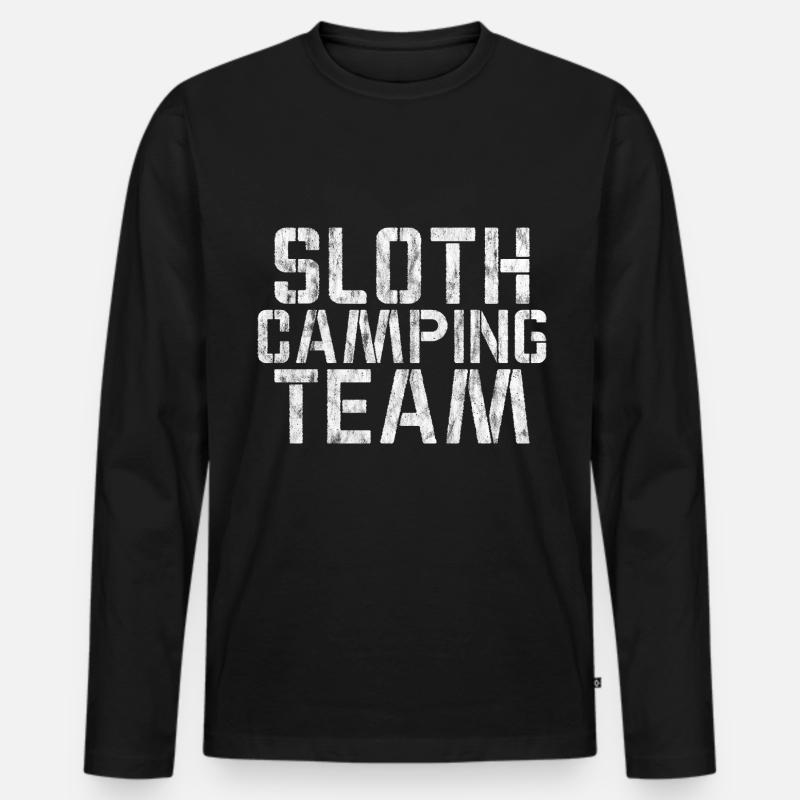 Sloth Camping Team 5 - Männer Premium Bio Langarmshirt - Schwarz