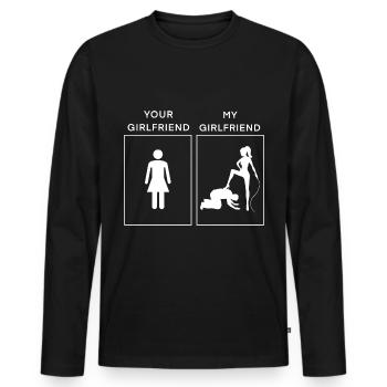 Your Girlfriend - My Girlfriend - Men's Premium Organic Long Sleeve Shirt - black - Front - Nico (187cm)