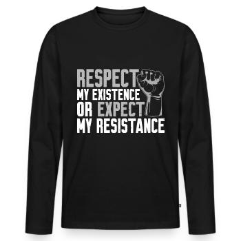 Respectez mon existence ou attendez-vous à ma résistance 9 - T-shirt manches longues Premium bio Homme - noir - Devant - Nico (187cm)
