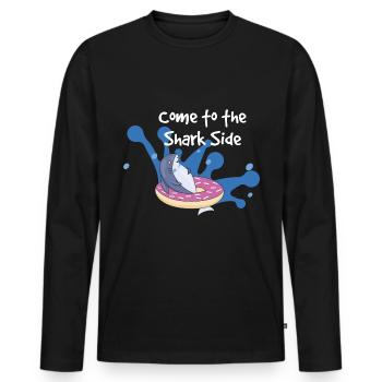 viens du côté des requins noirs - T-shirt manches longues Premium bio Homme - noir - Devant - Nico (187cm)