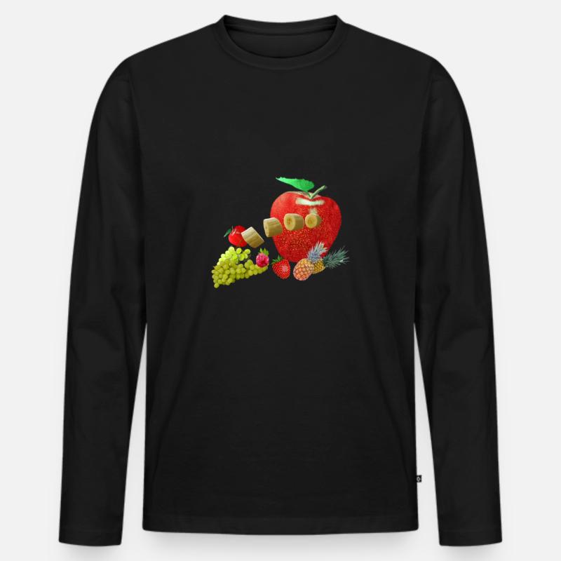 Obst - Männer Premium Bio Langarmshirt - Schwarz