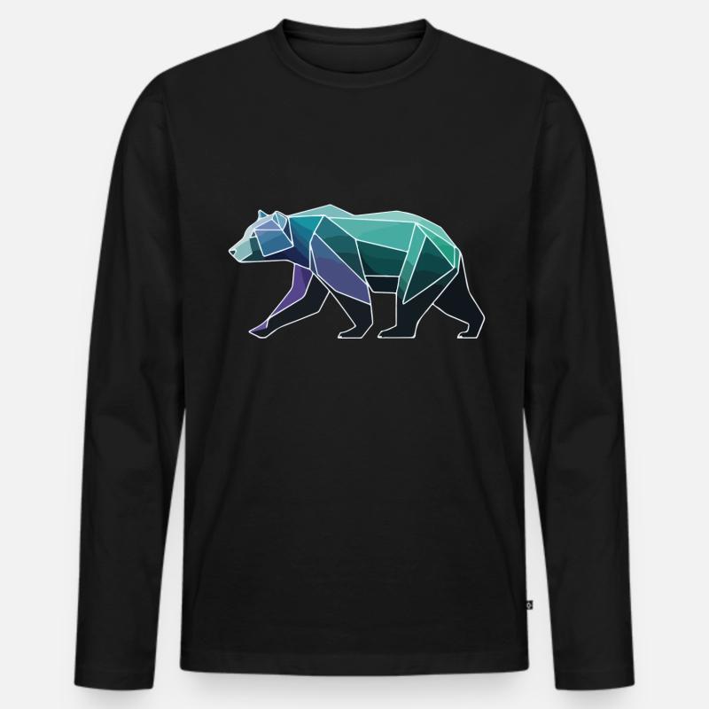 Bär Polygon - Männer Premium Bio Langarmshirt - Schwarz