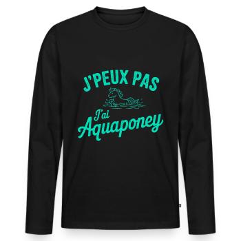 tee shirt I can't I have aquapony - Men's Premium Organic Long Sleeve Shirt - black - Front - Nico (187cm)