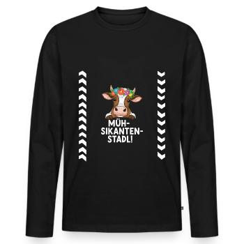Müh-Sikanten-Stadl - Männer Premium Bio Langarmshirt - Schwarz - Vorne - Nico (187cm)