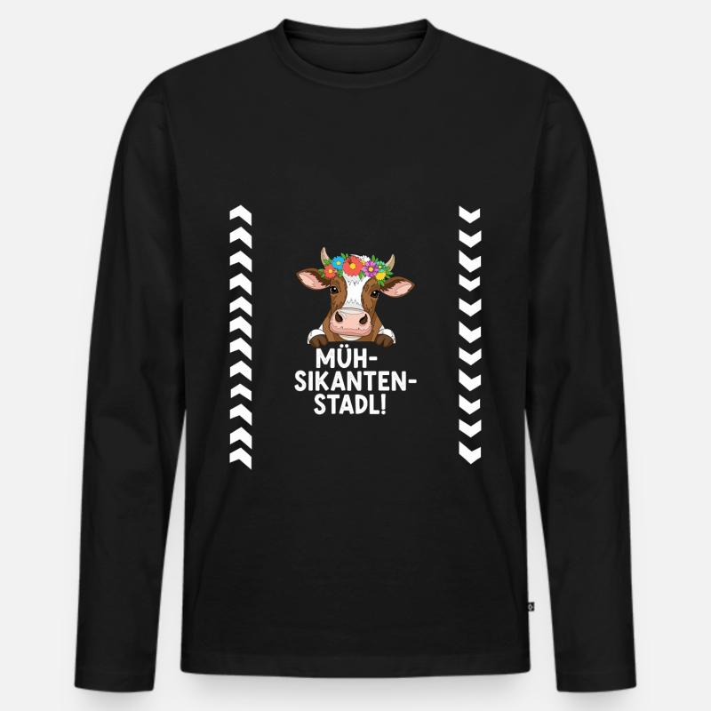 Müh-Sikanten-Stadl - Männer Premium Bio Langarmshirt - Schwarz