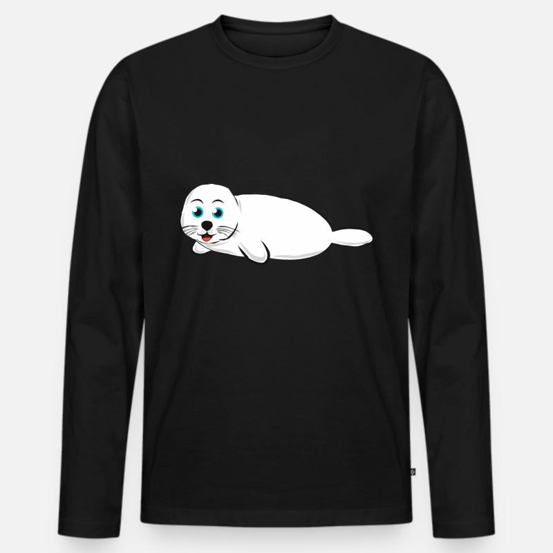 Robbe - Weiß - Männer Premium Bio Langarmshirt - Schwarz