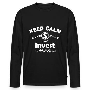 Actions et bourse - T-shirt manches longues Premium bio Homme - noir - Devant - Nico (187cm)