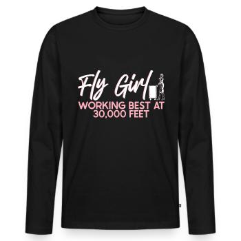 Hôtesse de l’air Hôtesse de l’air Aviation - T-shirt manches longues Premium bio Homme - noir - Devant - Nico (187cm)