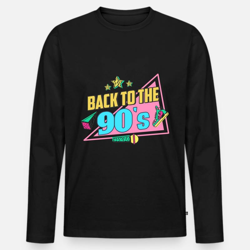 90s 90er - Männer Premium Bio Langarmshirt - Schwarz
