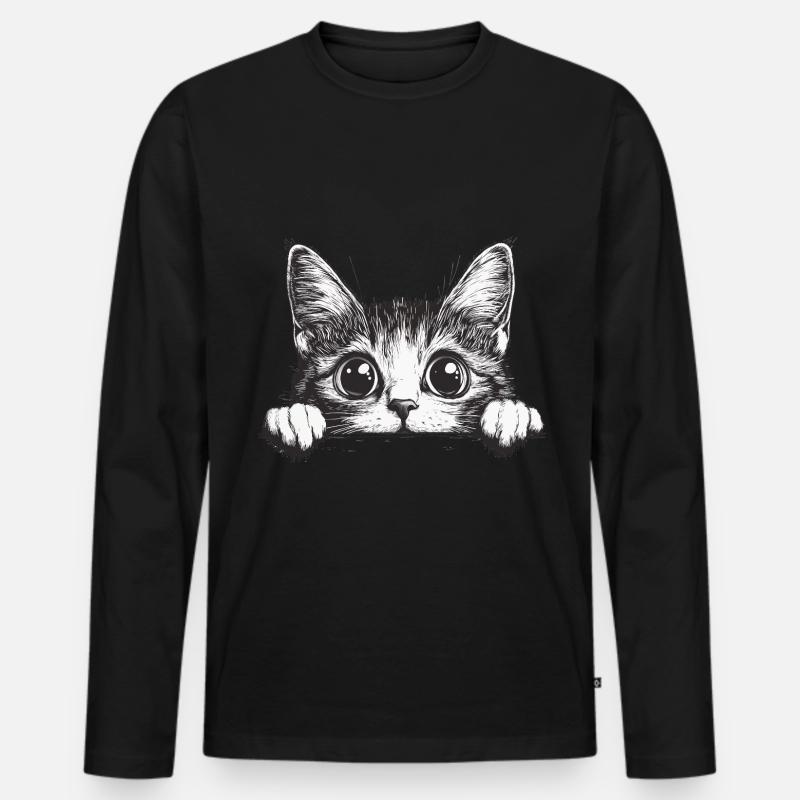Katze - Männer Premium Bio Langarmshirt - Schwarz