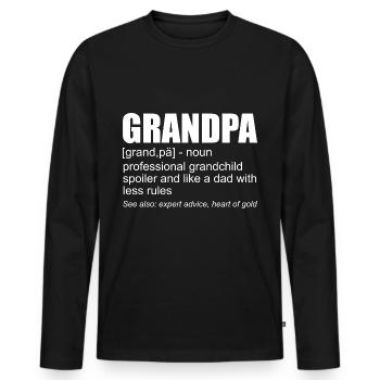 Opa Definition lustig Gro�vater Vatertag - Männer Premium Bio Langarmshirt - Schwarz - Vorne - Nico (187cm)