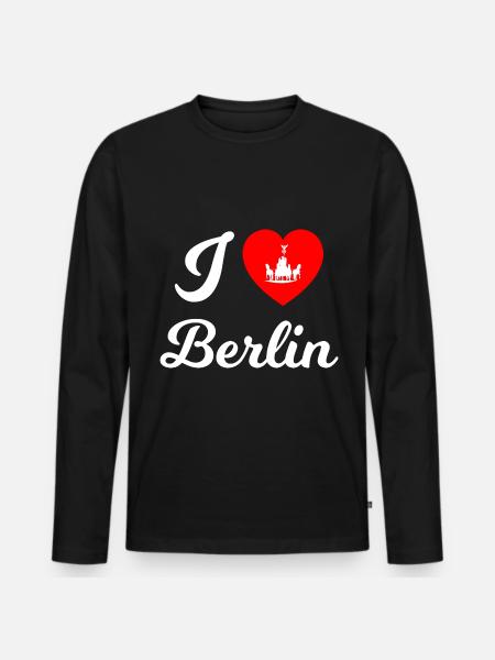 Die Berliner Herzen - Männer Premium Bio Langarmshirt - Schwarz