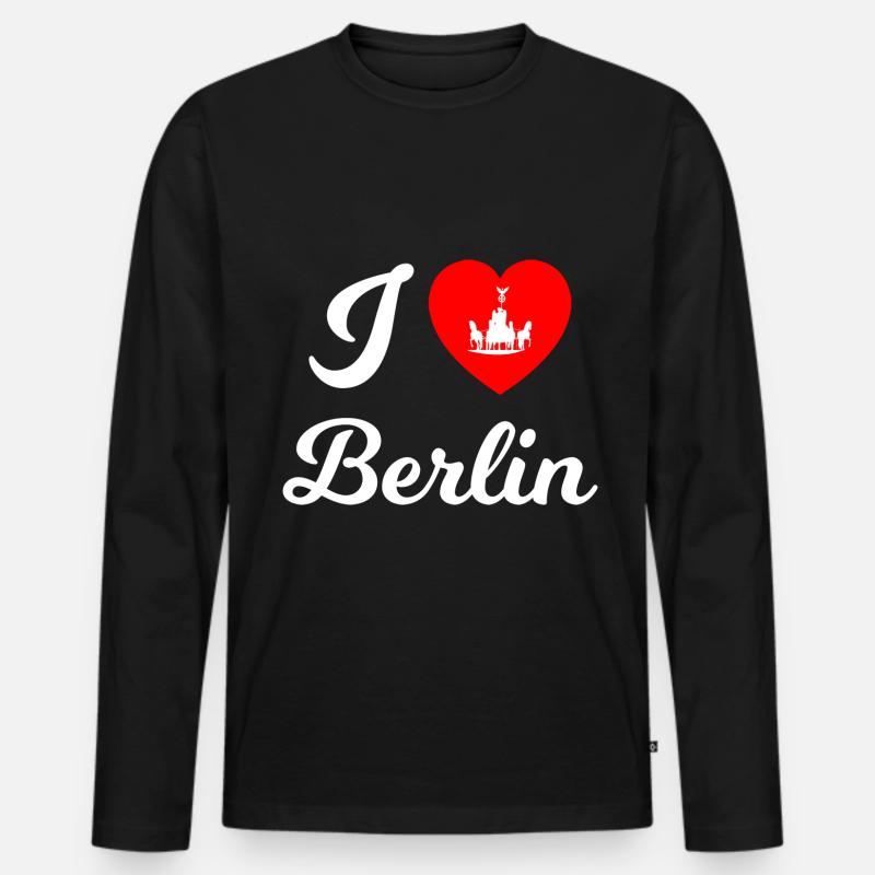 Die Berliner Herzen - Männer Premium Bio Langarmshirt - Schwarz