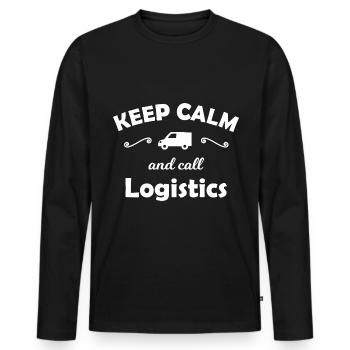 Die Transport Leute - Männer Premium Bio Langarmshirt - Schwarz - Vorne - Nico (187cm)