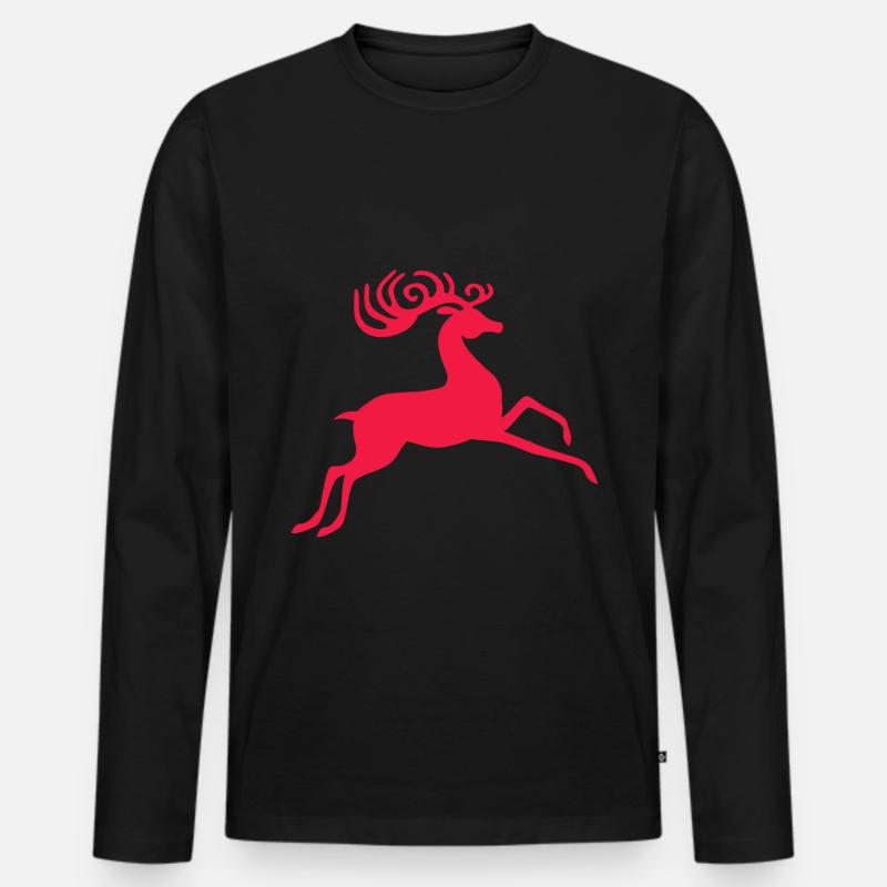 Rentier - Männer Premium Bio Langarmshirt - Schwarz