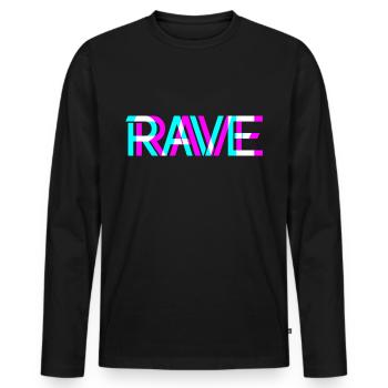 Techno - Techno music - Rave - Raver - Festival - Men's Premium Organic Long Sleeve Shirt - black - Front - Nico (187cm)