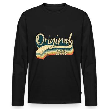 Cadeau d’anniversaire Jeunes Filles Originales - T-shirt manches longues Premium bio Homme - noir - Devant - Nico (187cm)