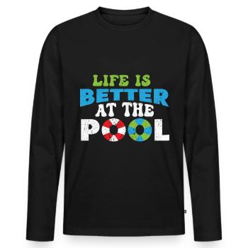Swimmers Swimming 50 meters track Breaststroke - Men's Premium Organic Long Sleeve Shirt - black - Front - Nico (187cm)