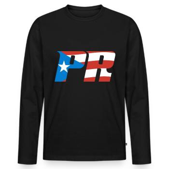 Porto Rico Drapeau Pays Nationalité Pr Boricua - T-shirt manches longues Premium bio Homme - noir - Devant - Nico (187cm)