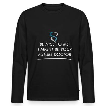 Médecin ou étudiant en médecine - T-shirt manches longues Premium bio Homme - noir - Devant - Nico (187cm)