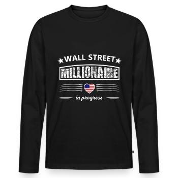 Wall Street Millionaire - Men's Premium Organic Long Sleeve Shirt - black - Front - Nico (187cm)