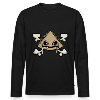 Funny Comic Kebab Kebab Fast Food Snack Fun - Men's Premium Organic Long Sleeve Shirt - black - Front - Nico (187cm)