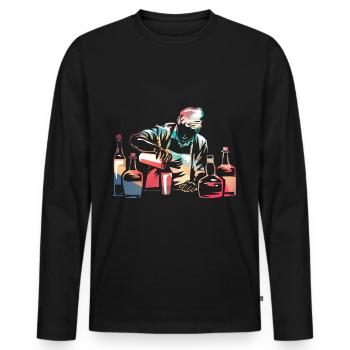 Barkeeper - Männer Premium Bio Langarmshirt - Schwarz - Vorne - Nico (187cm)