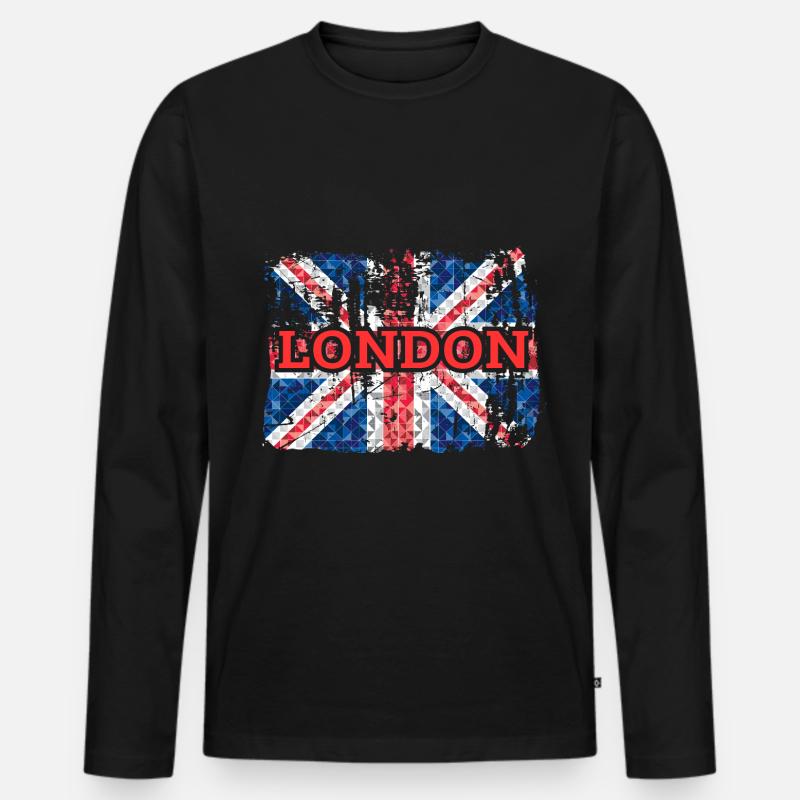London - Männer Premium Bio Langarmshirt - Schwarz