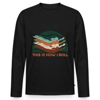 Swimmers Swimming 50 meters track Breaststroke - Men's Premium Organic Long Sleeve Shirt - black - Front - Nico (187cm)