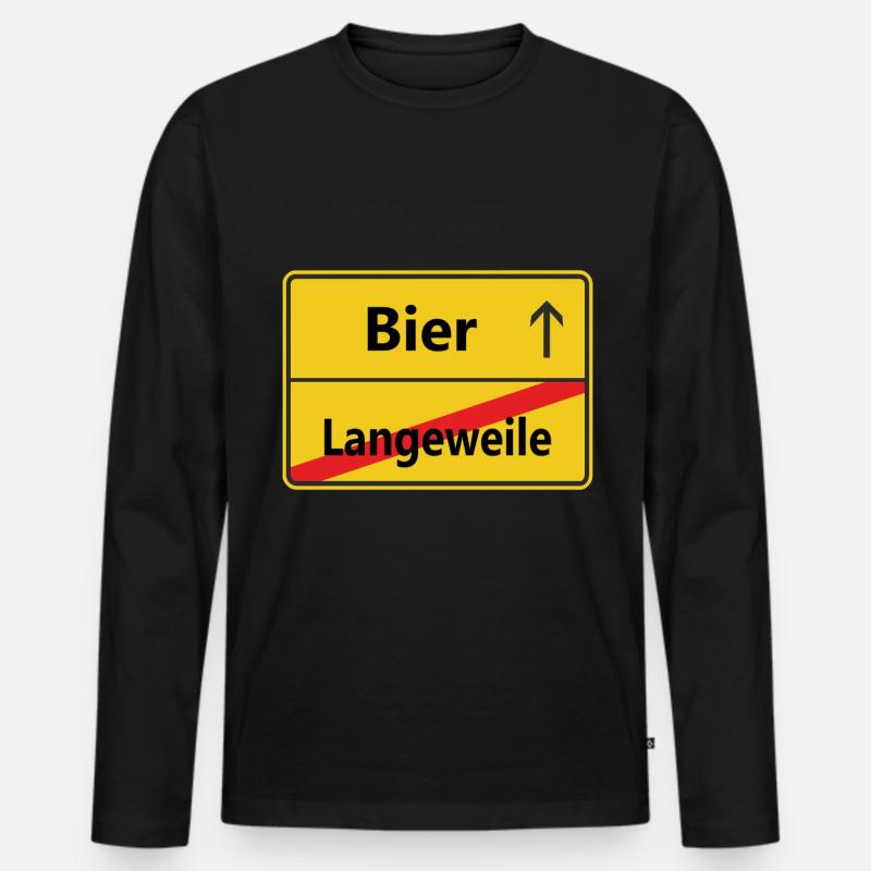 Langeweile? Bier - Männer Premium Bio Langarmshirt - Schwarz